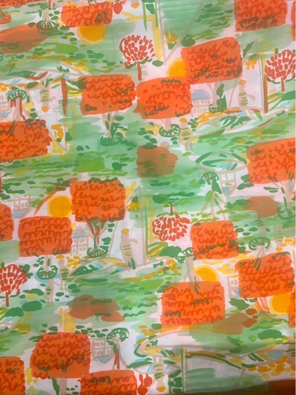 Vintage mid century print light fabric